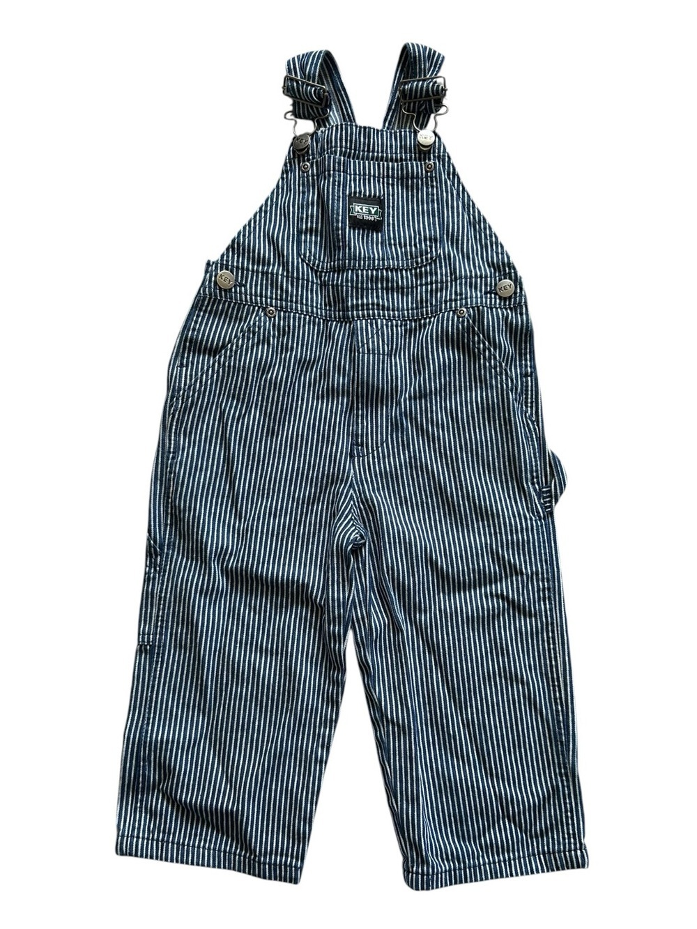 Key Unisex Train Conductor Stripped 100% Cotton Overalls Kids 3T boy girl